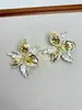 Pendientes de Flor de Iris con Bloques de Color y Goteo de Aceite de Diseño Exclusivo, Pendientes Tridimensionales de Lujo Ligero de Gama Alta, Pendientes Modernos y Elegantes