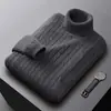 Suéter de Color Sólido Otoño e Invierno Estilo Coreano para Hombre Cuello Alto Moderno Holgado Talla Grande Suéter de Punto Casual