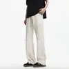 Estilo hip-hop de la alta calle americana, corte angulado, patrón de ojo de fénix bordado, pantalones casuales ligeramente acampanados, pantalones de vestir para hombre de alta gama ajustados, talla grande