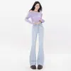 Jeans Laranja Infantil # Preto Puro de Veludo de Alta Qualidade Bootcut para Mulheres, Cintura Alta, Emagrecimento, Calças Boca de Sino Modernas e Versáteis