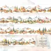 Cinta Washi Ciclo Largo Crepúsculo, Serie Montaña y Río, Pegatinas Decorativas para Sanación Natural y Diario, 4 Diseños