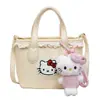 Bolso de hombro retro estilo coreano con estampado de leopardo Hello Kitty, bolso cruzado para mujer, diseño de nicho, lindo bolso de mano de felpa de dibujos animados