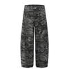 G6611 Moda de Rua Americana High-Street Tendência Unissex High-End Jeans Camuflado Masculino de Corte Largo com Design Curvo
