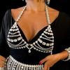 Corrente de corpo em strass de camada múltipla com diamantes completos popular do AliExpress, corrente de corpo sexy exagerada europeia e americana, acessórios de strass