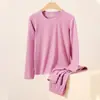 Conjunto de Ropa Interior Térmica de Doble Cara para Hombres y Mujeres en Otoño e Invierno, Conjuntos Térmicos a Prueba de Frío para Parejas con Cuello Redondo