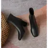 Botas de Tornozelo de Salto Grosso Estilo Coreano Novas Botas de Salto Alto Femininas Baixa Altura Branco Tamanho Grande 2026 Botas Emagrecedoras Botas de Tornozelo Elástico Outono Inverno