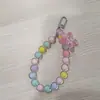 Corrente de celular com pingente de flor de contas macaron contas coloridas chaveiro criativo corrente para capa de celular estilo ins de menina