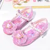 Sapatilhas Femininas, Sapatos de Princesa com Laço Brilhante, Saltos Altos Kuromi para Meninas, Sapatos com Strass para Crianças, Sapatos Sociais de Couro