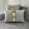 Sofá de lino grueso estilo chino nuevo de madera maciza, almohada lumbar, funda de almohada estilo chino clásico, cojín de cabecera extraíble y lavable