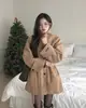 Elegante Abrigo de Lana Coreano de Invierno con Temperamento Francés, Cuello Alto, Cálido, de Botonadura Única, Cinturón para Ceñir la Cintura, Holgado