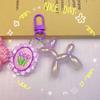Chaveiro Cachorro Balão Luminoso com Glitter Fino, Acessório Tag de Flor de Cachorrinho para Bolsas, Pingente para Estojo de Fone de Ouvido, Novo Modelo 2025
