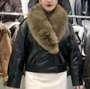 Ins estilo europeu e americano transfronteiriço 2026 nova moda elegante feminino atacado para o dia a dia casaco jaqueta de couro sintético com gola de pelo removível
