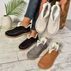 Zapatos de algodón cálidos para mujer para exportación, talla grande, suela plana, color liso, nuevo estilo de invierno 2026 con forro de felpa añadido para mayor calidez