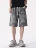 Shorts Jeans Camuflado Masculino Tendência Verão Solto High Street Retro Americano Malandro Cool Casual Comprimento Médio