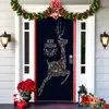 Decoración de Cubierta de Puerta de Navidad Tela de Fondo Verde de Navidad Cubierta de Puerta de Navidad Colgante de Puerta Decoración de Fiesta de Año Nuevo Tapiz de Cubierta de Puerta