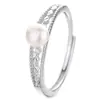 Anillo Hueco de Plata 925 para Mujer Lujo Accesible Moda Perla de Agua Dulce Anillo Abierto Nicho Gama Alta Joyería de Mano Día de San Valentín Chino