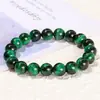 Pulsera de Piedra Ojo de Tigre Amarillo con Patrón de Rayo Natural de Venta Caliente Transfronteriza para Hombres y Mujeres, Pulsera Simple de una Sola Vuelta con Cuentas Redondas, Al por Mayor en Stock