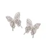 Brincos de Borboleta Vazada Zircônia Super Brilhantes para Mulheres, Design de Nicho, Brincos Únicos, Moda de Alto Padrão, Brincos Exquisitos Estilo Coreano
