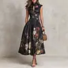 Ropa de Mujer Amazon Europea y Americana 2026 Nuevo Estilo Sin Mangas Negro Floral Tridimensional Estampado Digital Vestido Largo Ajustado al Cuerpo