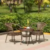 Juego de Mesa y Sillas de Té para Balcón, Juego de Tres Piezas de Sillas de Ratán, Mesa y Sillas de Ocio para Balcón, Silla de Ratán, Mesa y Sillas de Ratán para Exteriores, Silla con Respaldo, Mesa Redonda