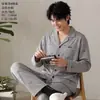 Conjunto de cárdigan para hombre Panyumei, de imitación de algodón amigable con la piel, de manga larga y pantalón largo para el hogar, 26 modelos nuevos, pijama de color liso con cuello invertido