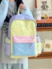 Mochila escolar para mujer, bloques de color dopamina, alto atractivo estético, bolsa escolar, bolsa para viajes de ocio al aire libre, mochila pequeña estilo universitario