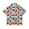 Gola Cuban Shorta-Manga Verão Americano Estampa de Coqueiros Perfil Costeiro Manga Curta Top Seda de Gelo Secagem Rápida Tendência Marca Camisa Floral