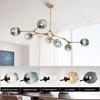 Lustre pós-moderno de feijão mágico, luminária de sala de estar com arte criativa americana, luminária especial nórdica simples de bola de vidro molecular para sala de jantar