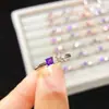 Anillo de Amatista Natural Popular Plata S925 Piedra Principal para Mujer 3 mm Venta Caliente Transfronterizo Una Pieza Venta Caliente Transfronterizo