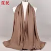Nueva Moda de Verano Color Sólido Arruga Natural Perla Gasa Pañuelo para la Cabeza Bufanda de Seda Cubrecabezas Suministro Transfronterizo