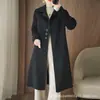 Abrigo de Lana 100% Estilo Lujo Ligero y Elegante, Largo con Tres Botones y Solapa, Abrigo de Lana Versátil y Elegante de Color Sólido