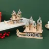 Artesanato de Madeira Personalizado Transfronteiriço para o Natal Enfeites de Papai Noel e Rena Decorações para Festas em Casa