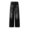 Jeans Lavados con Salpicaduras de Tinta Estilo Americano de Alta Resistencia para Hombre, Pantalones Rectos Holgados Desgastados, Pantalones Largos de Pierna Ancha de Bloques de Color Desgastados de Moda