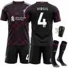 2627 Camiseta del Ejército Rojo Número de Club 11 Salah Uniforme de Equipo Deportivo Liverpool Segundo Uniforme de Visitante Set de Kit de Fútbol
