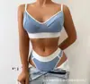 Conjunto de lencería sexy de talla grande con bloques de color, estilo europeo y americano a la moda, sujetador y bragas sin relleno, talla grande