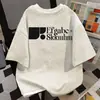 Camiseta de Algodón 100% Puro Estilo Divertido y Chic Falso Dos Piezas Cuello Redondo Manga Corta para Hombres y Mujeres Verano Estilo Americano Holgada Tops de Pareja Ins