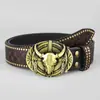 Cinturón de Vaquero Occidental Moderno Retro Juvenil Punk con Relieve para Hombre Tachonado de Cuero Venta al por Mayor en Stock