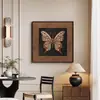 Arte de parede de sala de estar vintage estilo francês, pintura de armário de entrada com borboleta e floral, pintura decorativa retro de alta qualidade para sala de jantar e quarto