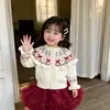 Novo Suéter Cardigan para Meninas Outono Roupa Bebê Tricô Jacquard Fair Isle Outerwear Jaqueta de Tricô Infantil Primavera e Outono