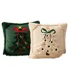 Navidad Nuevo Lazo Funda de Cojín para Árbol de Navidad Proceso de Bordado Acolchado Funda de Cojín Cojín de Felpa Fabricante Venta al por Mayor