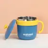 Tazón Personalizado para Comida de Bebé Tedmei, Tazón Anti-Caídas de Acero Inoxidable para Niños, Tazón Aislado Relleno de Agua, Cuchara, Juego de Taza de Agua