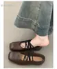 Zapatos Mary Jane de Piel de Oveja Estilo Francés, Punta Cuadrada, Tira Cruzada, Zapatos Planos para Mujer Primavera y Otoño, Zapatos de Ballet de Boca Baja con Suela Suave