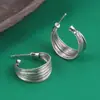 Pendientes de círculo cepillado de plata de ley 925 para mujer, pendientes retro, pendientes de estilo nacional, pendientes de luz retorcida, venta al por mayor de joyería