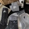 Calcetines Gruesos Cálidos de Lana Merino Bordados Suaves Cálidos Rayados de Media Pantorrilla Estilo Coreano Calcetines de Puntos Calcetines Holgados para Mujer
