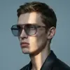 Gafas de sol Retro de Doble Puente de Estilo Nuevo Europeo y Americano Transfronterizas para Hombre, Gafas de Sol de Moda para Mujer, Gafas de Sol de Marco Grande de Alta Gama