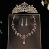 Collar de gota de agua colorido más vendido transfronterizo juego de tres piezas para novia aretes corona accesorios de boda juego de joyas de cumpleaños