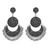 Pendientes de Borla Plateados Retro Luna Creciente Tallada Campana Jhumka Pendiente Pendientes Ropa de Viaje Accesorios a Juego