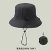 Sombrero de Pescador Impermeable Delgado de Secado Rápido para Exteriores de Verano Sombrero de Sol para Mujer Bolsa Plegable Sombrero Portátil de Protección Solar para Montañismo