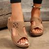Verão 2023 Novo Europeu e Americano Tamanho Grande Comércio Exterior Sapatos Femininos Flor Cor Sólida Bico Aberto Plataforma Boca de Peixe Chinelos Femininos
