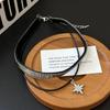 Diablo Spice Girl feito à mão com dupla camada de diamantes incrustados Mang Star Pendant Necklace feminino japonês-coreano menina chocker colar corrente